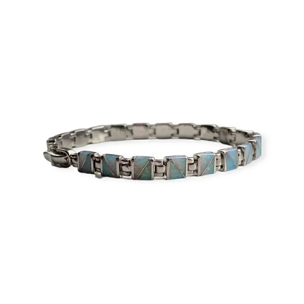 Real sterling silver and turquoise square link bracelet, like new
